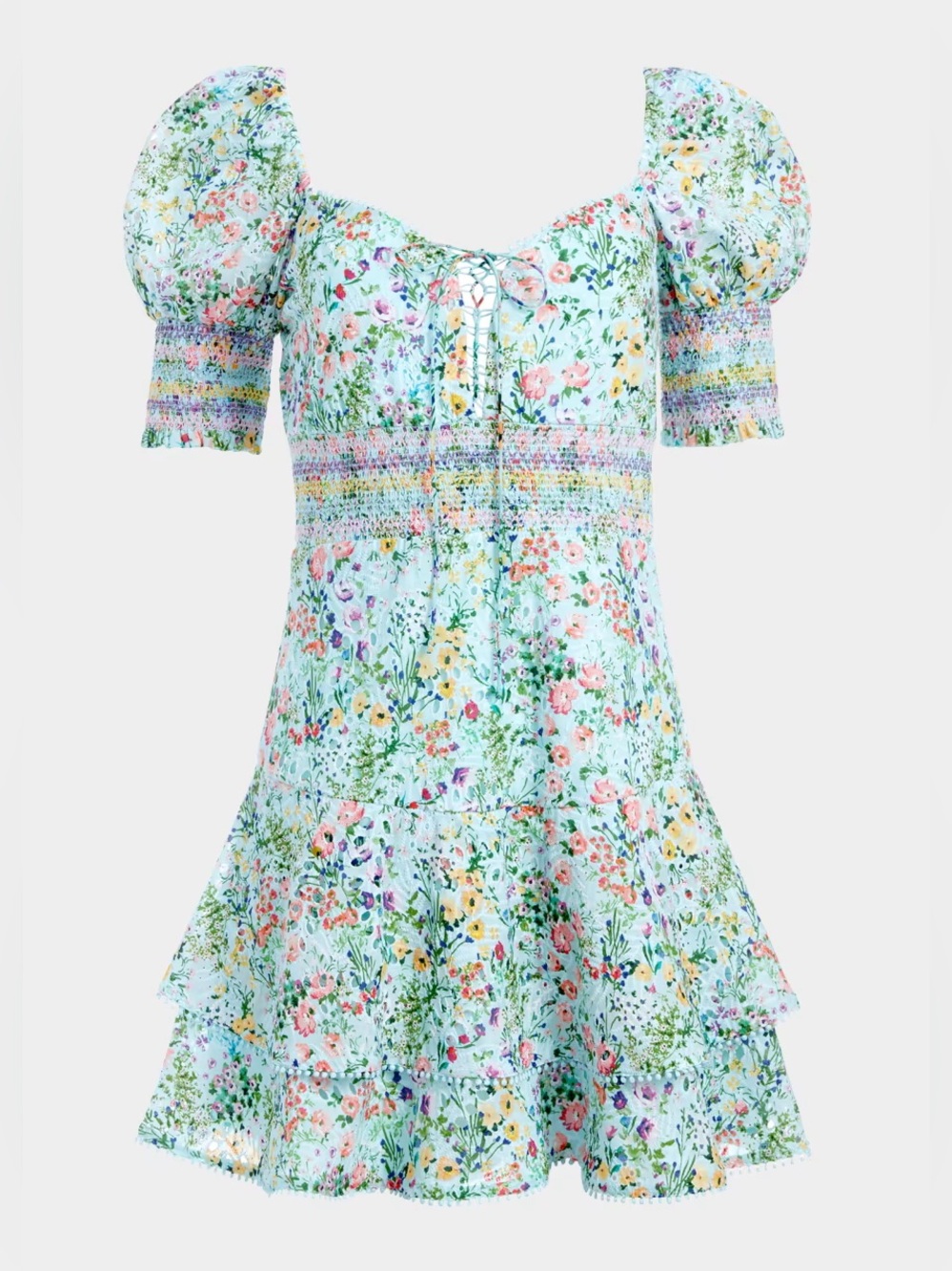 Alice + Olivia Crawford Floral Sweetheart Puff Sleeve Mini Dress